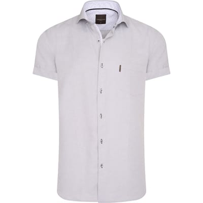 Cappuccino Italia - Heren Overhemden Short Sleeve Blouse Grijs - Grijs - Maat S