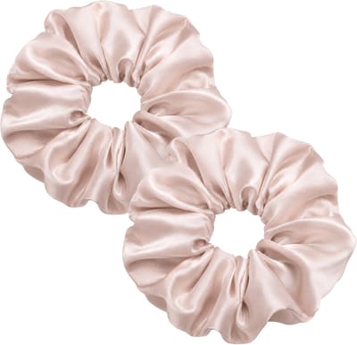 Lajetti - Voordeelset Zijden Scrunchies oudroze 2 stuks - 100% Moerbeizijde