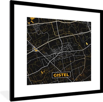 Fotolijst incl. Poster - Gistel - Goud - Kaart - Plattegrond - Stadskaart - 40x40 cm - Posterlijst