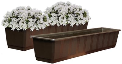 Geli Plantenbak - 2x - bruin - rechthoekig - kunststof - 80 x 17,5 cm - Bloembakken/plantenbakken voor binnen/buiten