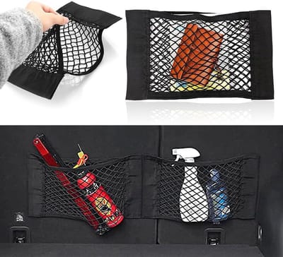 Famanu – Set van 2 zelfklevende nylon opbergnetten – Elastisch – Voor kofferbak en rugleuning