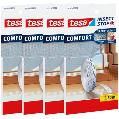 Tesa Comfort - Zelfklevende Klittenband - Meetbaar 5,6m - Wit - Verwijderbaar