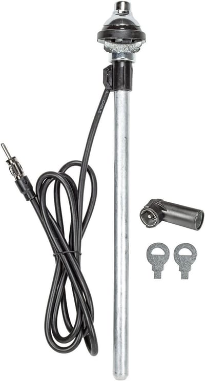Telescopische Antenne - Universele Auto Antenne - Auto Radio Ontvangst - Grote Kop Montage - 90cm Uitschuifbaar - Roestvrij Staal Look