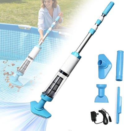 SNJY® Zwembadstofzuiger Elektrisch - Bodemzuiger Zwembad - Zwembad Stofzuiger Elektrisch - 3-in-1 - Grijs/Blauw