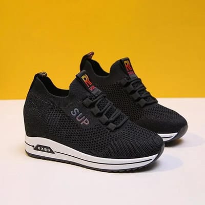 Sale Dames Schoenen Zomer Verborgen Hak Sleehakken Wit Roze Sneakers Dames Platform Ademend Mesh Zwarte Hakken Casual Schoen 40 yellow