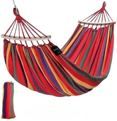 Dutchers® Hangmat 2 persoons 260x150cm - Zonder Standaard – Sterk & Comfortabel - Multicolor - Met spreidstok - Voor Tuin, Vakantie & Camping