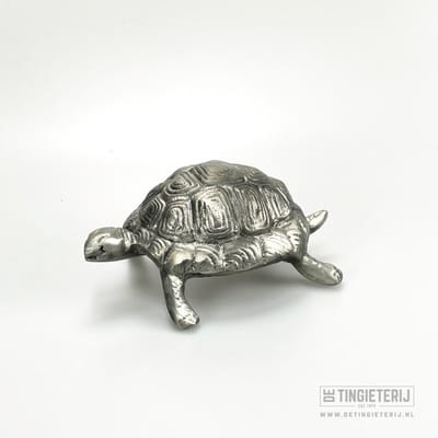 Tinnen Schildpad Beeldje – Handgemaakt Miniatuur Dier – Decoratief Tinnen Dierenbeeld – Uniek Cadeau & Verzameling