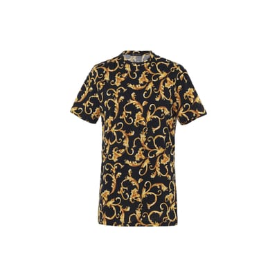 Versace Geprint Ronde Hals Trui Korte Mouw T-shirt Heren Tops Zwart A89503S-1F01778-5B090 S black