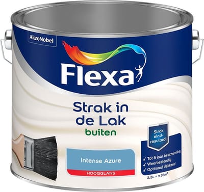 Flexa - Strak In De Lak Buitenlak Hoogglans - Intense Azure - Mengverf - 2,5 L