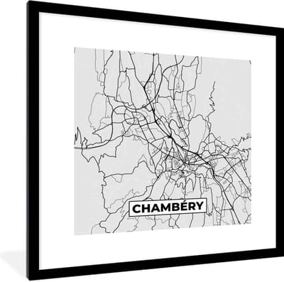 Fotolijst incl. Poster - Frankrijk - Chambéry - Stadskaart - Plattegrond - Kaart - 40x40 cm - Posterlijst