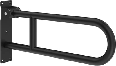 VOKA Toiletbeugel Opklapbaar- Wandbeugel - 60 cm - RVS - Toiletsteun - Zwart - Tot 150 kg. - Toilet - Handgreep - Sta hulp - Sta op hulp - Opstahulp - Wc