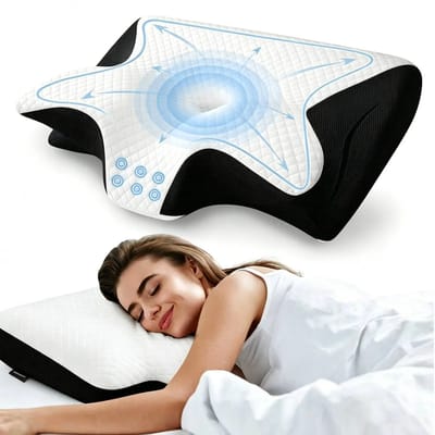 Innovastore Hoofdkussen - Vlinderkussen - Kussen - Traagschuimkussen - Nekkussen - Ergonomischkussen - Slaapkussen - Zwart/Wit