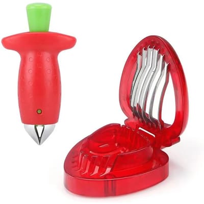 Keuken fruitgereedschap Aardbeiensnijder Aardbeienontkerner Aardappelschiller Stelenverwijderaar Creatieve meloen- en fruitsnijder