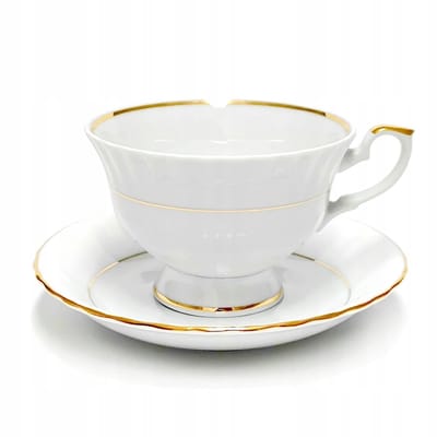 Theepot Service 6 personen 12 Delen Gouden Rand Porselein