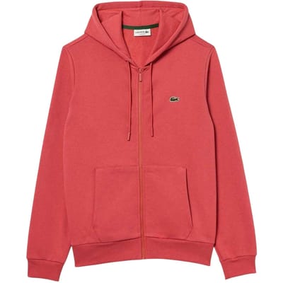 Lacoste Klassieke herenhoodie met doorlopende ritssluiting (Rood)