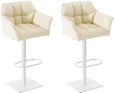 CLP Damaso Set van 2 barkrukken - Kunstleer creme wit