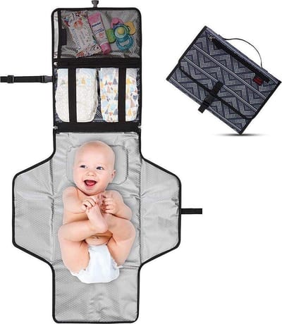 LOUZIR Baby Onderweg Verschonen -Verschoningsmatje Opvouwbaar Waterdicht Luiertas – Donker Blauw