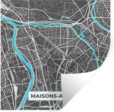 Muurstickers - Sticker Folie - Stadskaart – Frankrijk – Kaart – Maisons-Alfort – Plattegrond - 100x100 cm - Plakfolie - Muurstickers Kinderkamer - Zelfklevend Behang XXL - Zelfklevend behangpapier - Stickerfolie