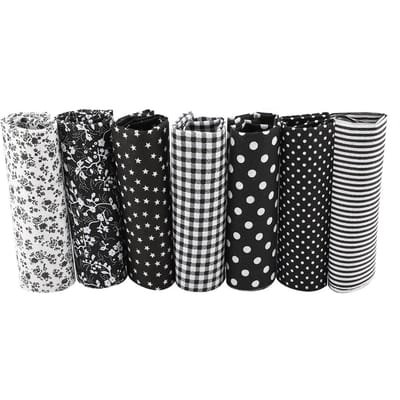 7 stuks 50*50cm Katoen Stof DIY Assortiment Vierkanten Voorgesneden Beddengoed Kit Quarters Bundel Black
