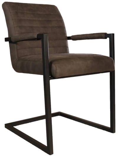 Eetkamerstoel met armleuning zwart bruin microvezel Noor design eetstoel zetel