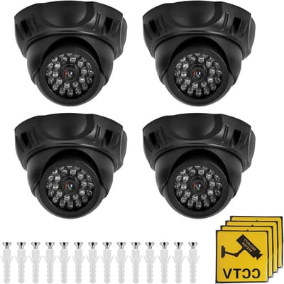 Dummy Camera Set - Bewakingscamera Imitatie - Afschrikken Indringers - Met Knipperend LED - 10.6 x 6.5 cm - Zwart