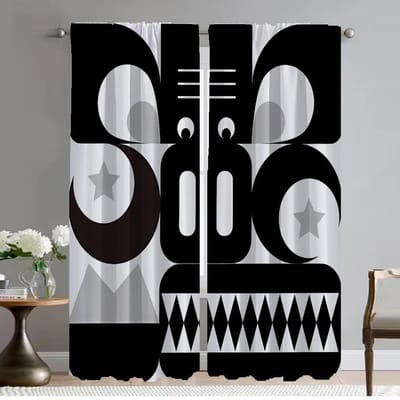 Moderne Woonkamer Gordijnen voor Camera Geometrie Verduisteringsgordijn Scheidingswand Halloween Decoratie Shades Tule voor Slaapkamer Keuken W50xH70cmx2pcs-CL white