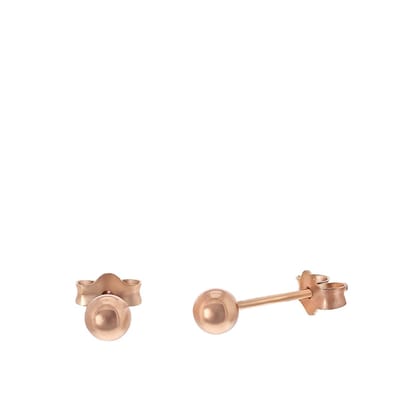 Lucardi Dames Oorbellen bol roseplated 4mm - Oorbellen - Cadeau - Echt Zilver - Rosékleurig