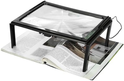 Dailygoods - Leesloep - Opvouwbaar Vergrootglas - Handen Vrij - Zwart - 3x Vergroting - Ideaal voor Ouderen en Hobbyisten - Inclusief LED Verlichting