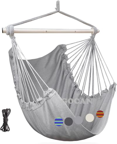 Hangmat Stoel - Schommelstoel Katoen - Ontspannen Buiten - Handgemaakt Biologisch Katoen - 110 x 150 cm - Grijs