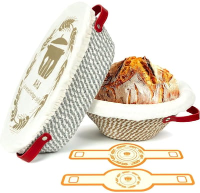 CLVP® Rijsmandje Broodbakken - Rijsmandje Brood - Rijsmand Rond - Banneton - Grijs en Bruin