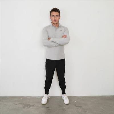 YV SPORT Longsleeve Cuzco - Heren - Korte rits - Premium kwaliteit - Ademend - Verkoelend en warmhoudend - Sneldrogend - Comfortabel en zacht - Fitness en sport longsleeve - Sportshirt heren - Lichtgrijs - Maat S