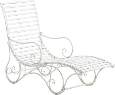 CLP Amiens Tuinstoel - ligstoel - tuin - buiten - hoge rug - metalen frame - antiek/wit
