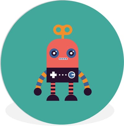 Muurdecoratie kinderkamer - Wandcirkel kinderen - Robot - Speelgoed - Groen - Decoratie voor kinderkamers - Schilderij voor kinderen - 90x90 cm - Kunststof