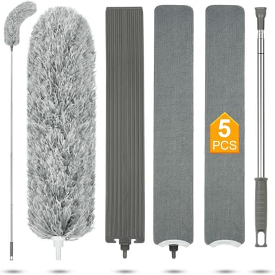 Telescopische Stofzuiger Set - Pack van 5 - Verstelbare Lengte - Wasbare Microvezel - Aluminiumlegering Steel
