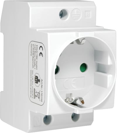 DIN-rail stopcontact - 2 polig + PE - contactdoos voor montage op DIN rail in groepenkast meterkast