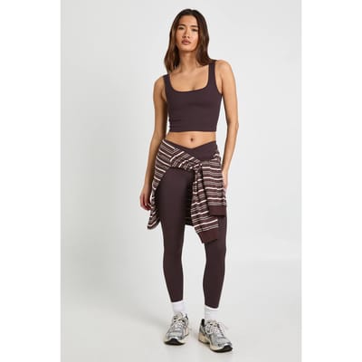 boohoo Dames Contour Geribbelde Wikkel Taille Naadloze Leggings | Chocoladebruin | Maat: XS