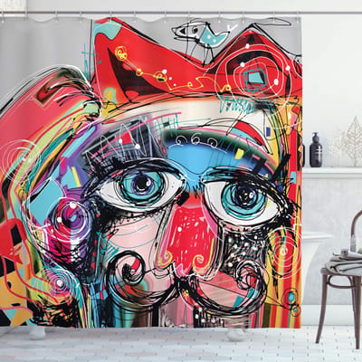 ABAKUHAUS douchegordijn kunst – graffiti Sketchy, 175x180 cm, multicolor