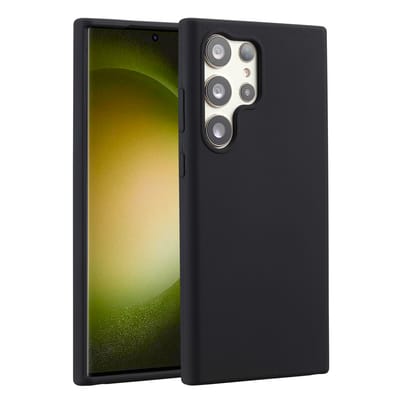 Accezz Hoesje - Geschikt voor Samsung Galaxy S23 Ultra - Liquid Silicone Backcover - Zwart