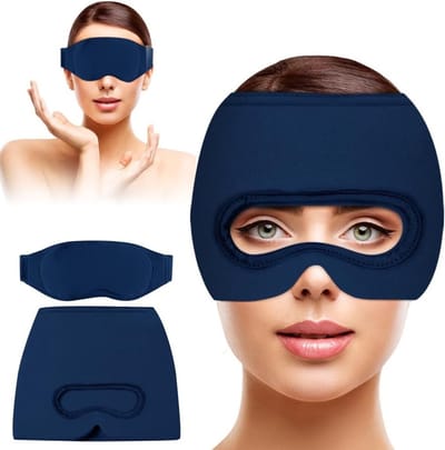 Verlichtende Koelmasker voor Migraine, Herbruikbaar en Verwijderbaar, Comfortabele Hoed in Donkerblauw