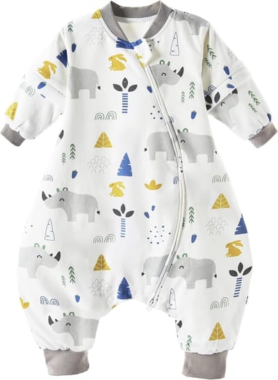 Babyslaapzak voor het hele jaar met afneembare mouwen, kinderslaapzak met voeten en 1,5 Tog-waarde