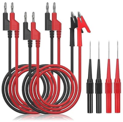 EXCITAT 8 stuks testkabelset - Bananenstekkerkabel - Inclusief krokodillenklemmen, 4 mm kabel, 1 m testkabels, digitale multimeter-testprobes - Voor elektrische tests - Kleuropties: rood en zwart