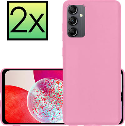 Hoesje - 2 Stuks - Geschikt voor Samsung Galaxy A14 - Sterk & Shockproof - Case Siliconen - Back Cover - Telefoon Hoes - Roze
