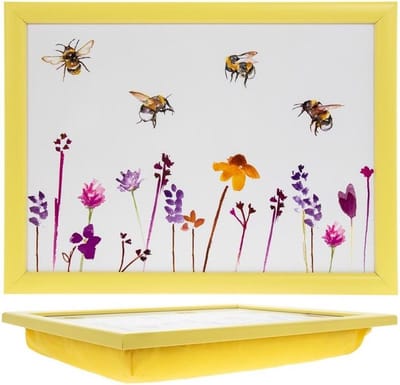LC Laptray, Schootkussen, schoottafel, laptoptafel, dienblad met kussen Bijen - 43,5 x 32,5 x 6 cm