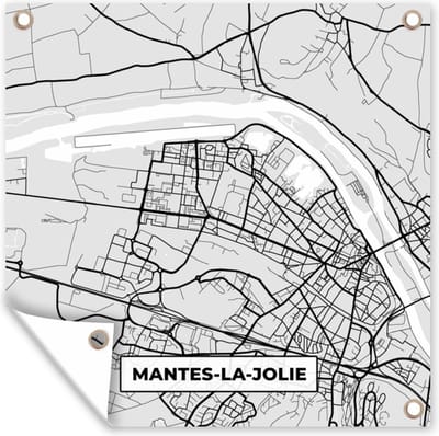 Tuin poster Kaart - Stadskaart - Frankrijk - Nantes-la-Jolie - Plattegrond - 200x200 cm - Tuindoek