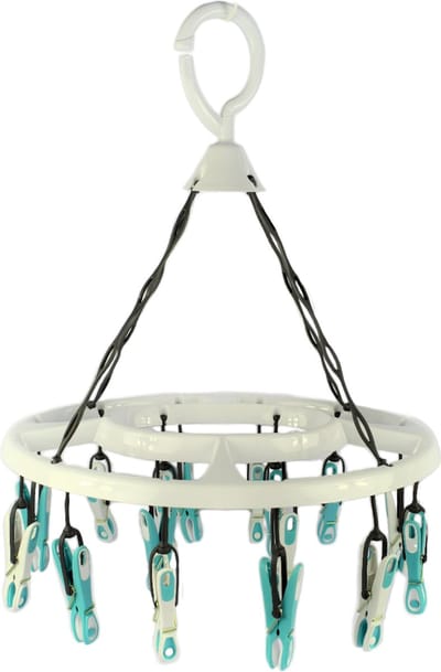 Laguelle Droogmolen met 16 Antislip Wasknijpers - Wit en Turquoise - 26 x 34cm