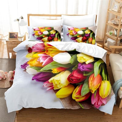 Mooie Bloemen Beddengoed Dekbedovertrek Mode Beddengoed Set King Dekbedovertrek Bedset Meisjes Jongens Beddengoed Dekbedovertrek Set Beddengoed AU King(245x210cm)