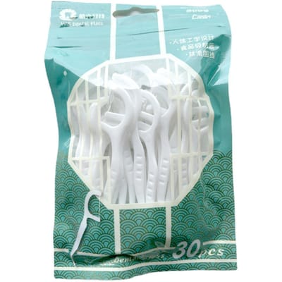 Polymeer tandzijde stok tandenreiniger draagbare orale tandenstoker tandenstoker boogvormig 30 pcs white