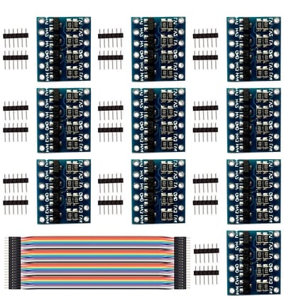 10-Pack Bi-Directionele Logische Niveau Converter Module voor Arduino met Dupont Kabels - 4 Kanalen, IIC I2C, 5V/3.3V