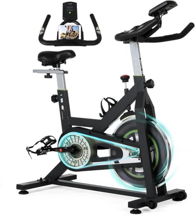 Hometrainer voor thuis - Spinbike Indoor - Dagelijkse training - Stil vliegwielsysteem - 130 kg max - Zwart Rood