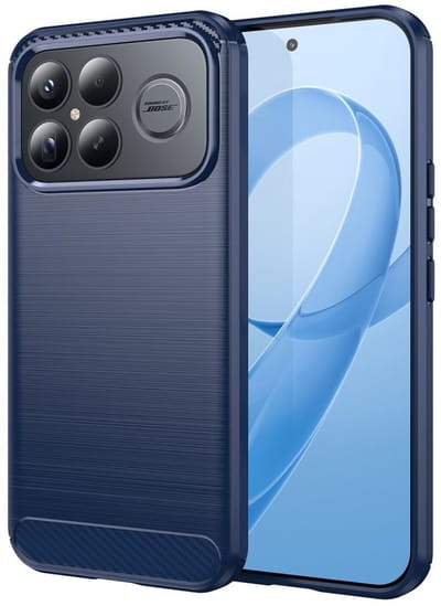 Geborsteld TPU Hoesje Geschikt voor Xiaomi Poco F8 Ultra - Beschermhoes - Back Cover - Case Flexibel TPU - Stijlvol Carbon - Dun - Blauw